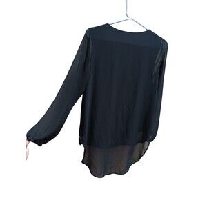 Juicy Couture sheer high low black blouse SIZE M Chic